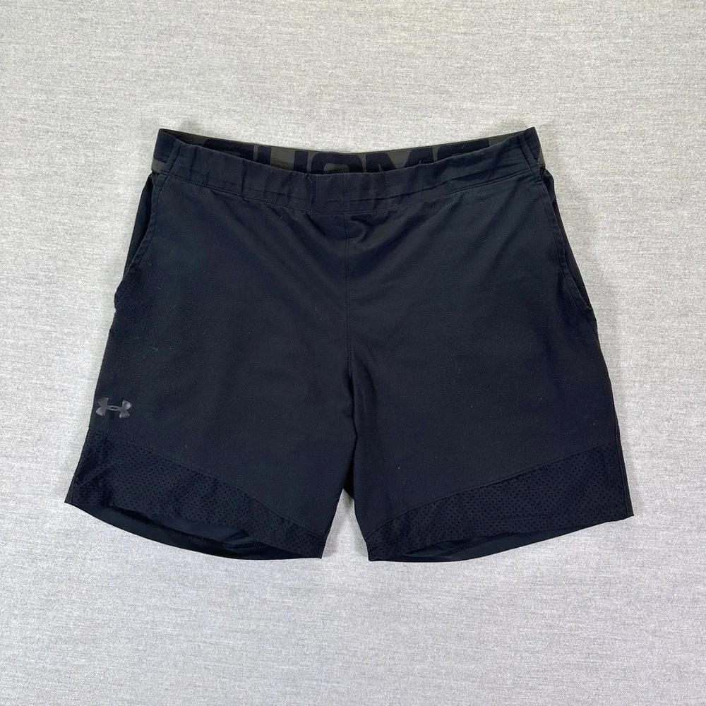 Under Armour Athletic Shorts Men's Size 2XL Black HeatGear Fitted Active Gym - Picture 1 of 7